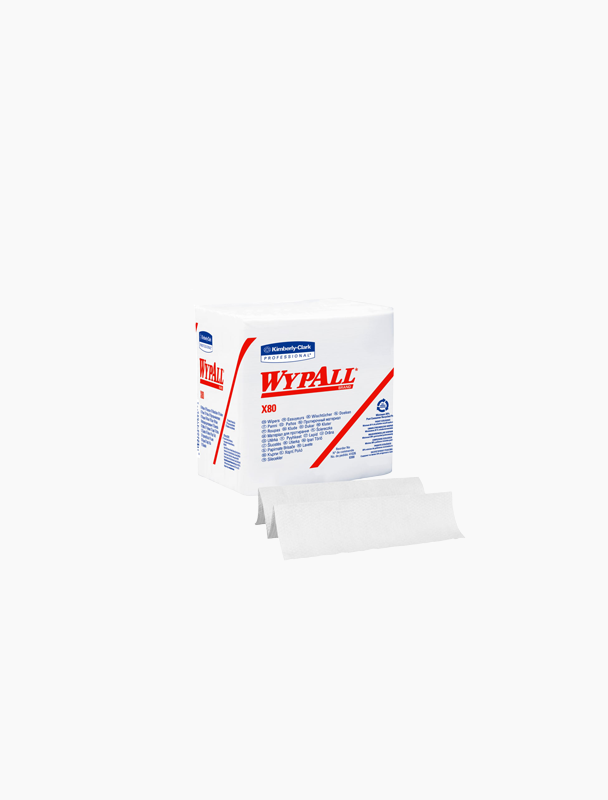 41026 WYPALL X80 WIPER SHEET QTR FOLD WHITE